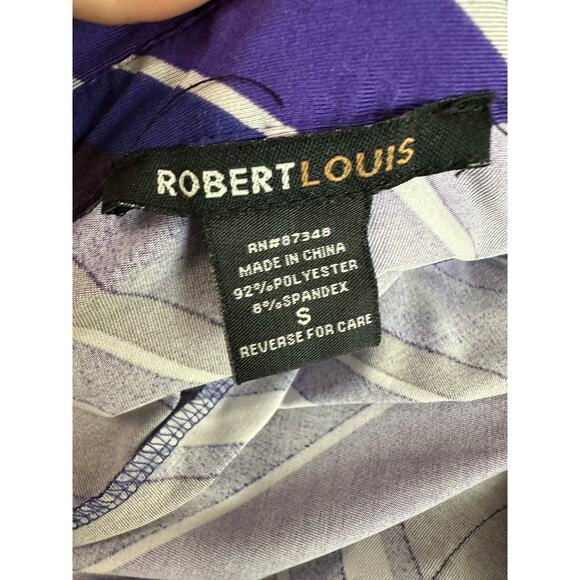 Robert Louis purple stripe 3/4 sleeves belted shirt dress size Small - Picture 3 of 16